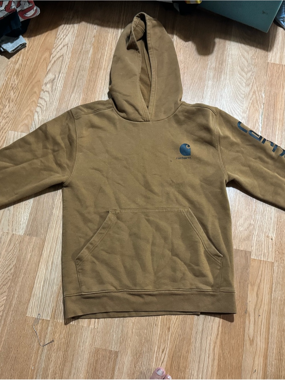 Carhartt Brown/Tan Logo Hooded Work Sweatshirt